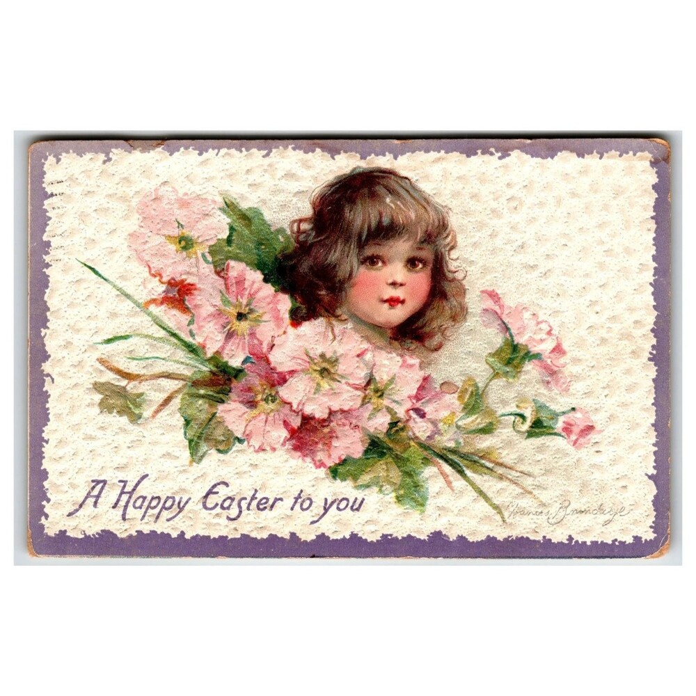 Frances Brundage Raphael Tuck Easter Postcard 1903 Embossed Child Flowers 1049